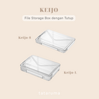 KEIJO - Kotak Penyimpanan Dokumen dengan Tutup Serbaguna File Box Tray Transparan