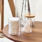 KIREI - Tempat Kapas Cotton Bud Akrilik Transparan Tutup Bambu