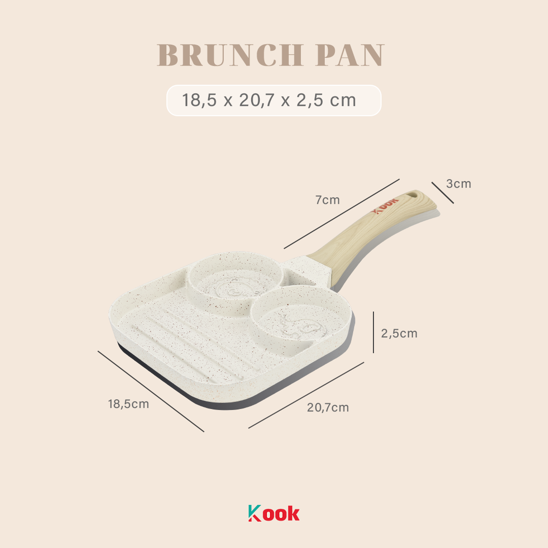 KOOK Brunch Pan - Alat Masak Sarapan Telur Cetak Sosis Sayur Non-toxic Ceramic Non-stick Pan
