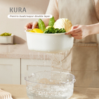 KURA - Wadah Cuci Peniris Food Grade Baskom Buah Sayur Dua Lapis Double Layer