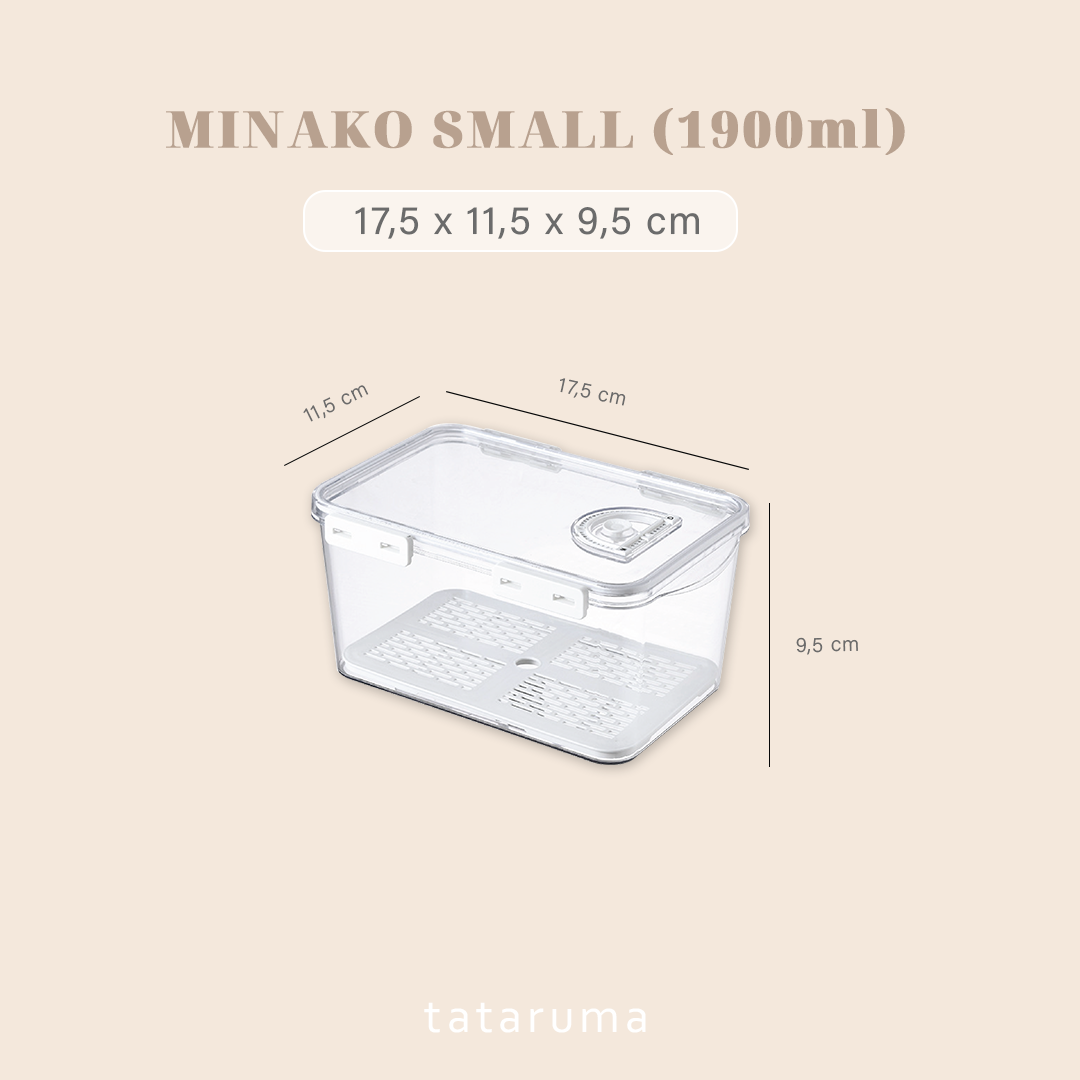 MINAKO - Kotak Penyimpanan Kulkas Dengan Saringan Drainer Pengingat Tanggal