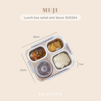 MUJI - Lunch Box Stainless 304 4 Sekat Kotak Bekal Anti Bocor Tumpah dengan Mangkuk