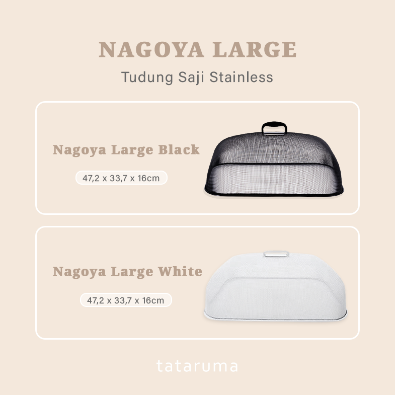 NAGOYA L - Tudung Saji Stainless Kotak Bulat Putih Estetik