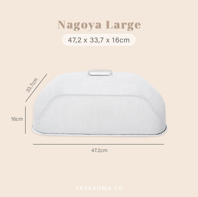 NAGOYA L - Tudung Saji Stainless Kotak Bulat Putih Estetik