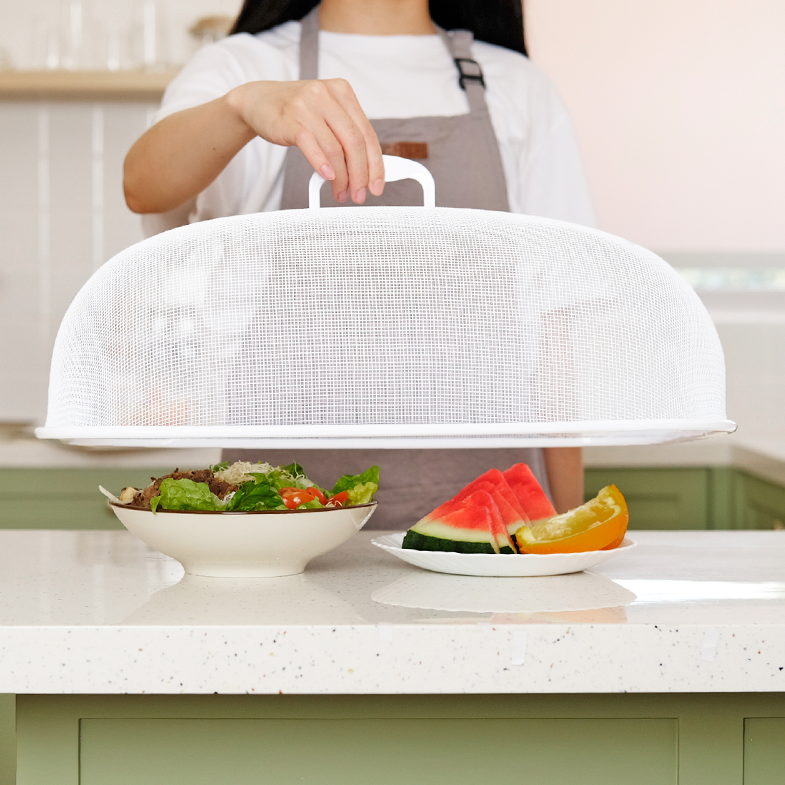 NAGOYA L - Tudung Saji Stainless Kotak Bulat Putih Estetik
