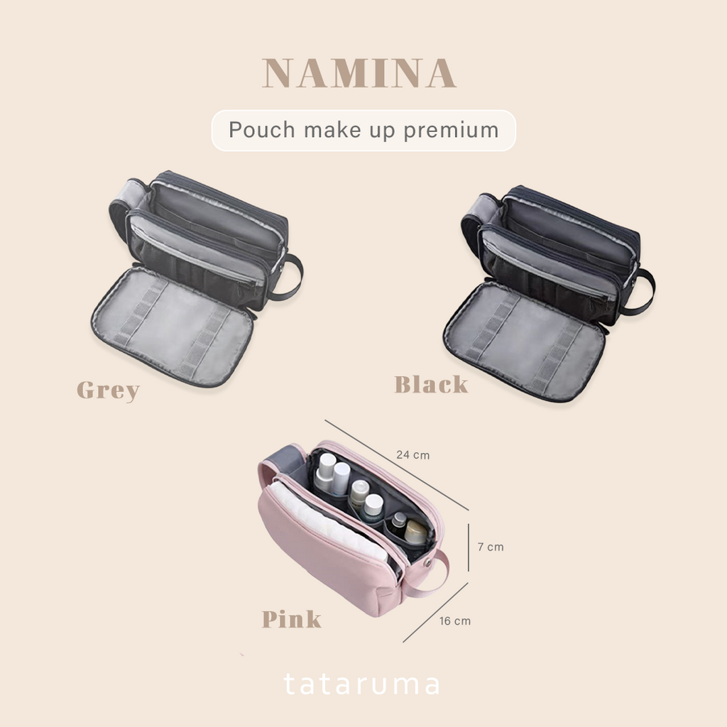 NAMINA - Pouch Premium Tas Makeup Kosmetik Toiletries Lightweight Travel Organizer Storage Cosmetic Bag