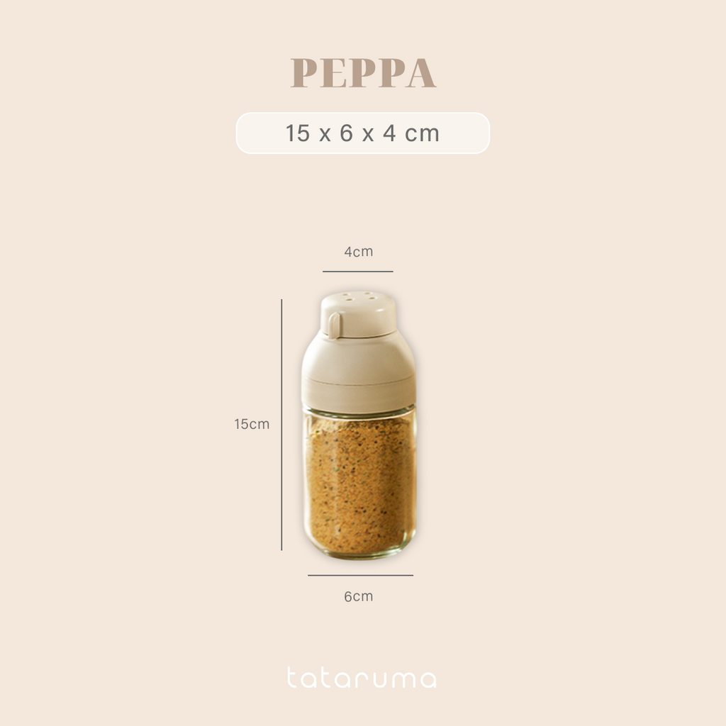PEPPA - Botol Bumbu Kaca Spice Bottle 250ml Shaker Tuang 2in1