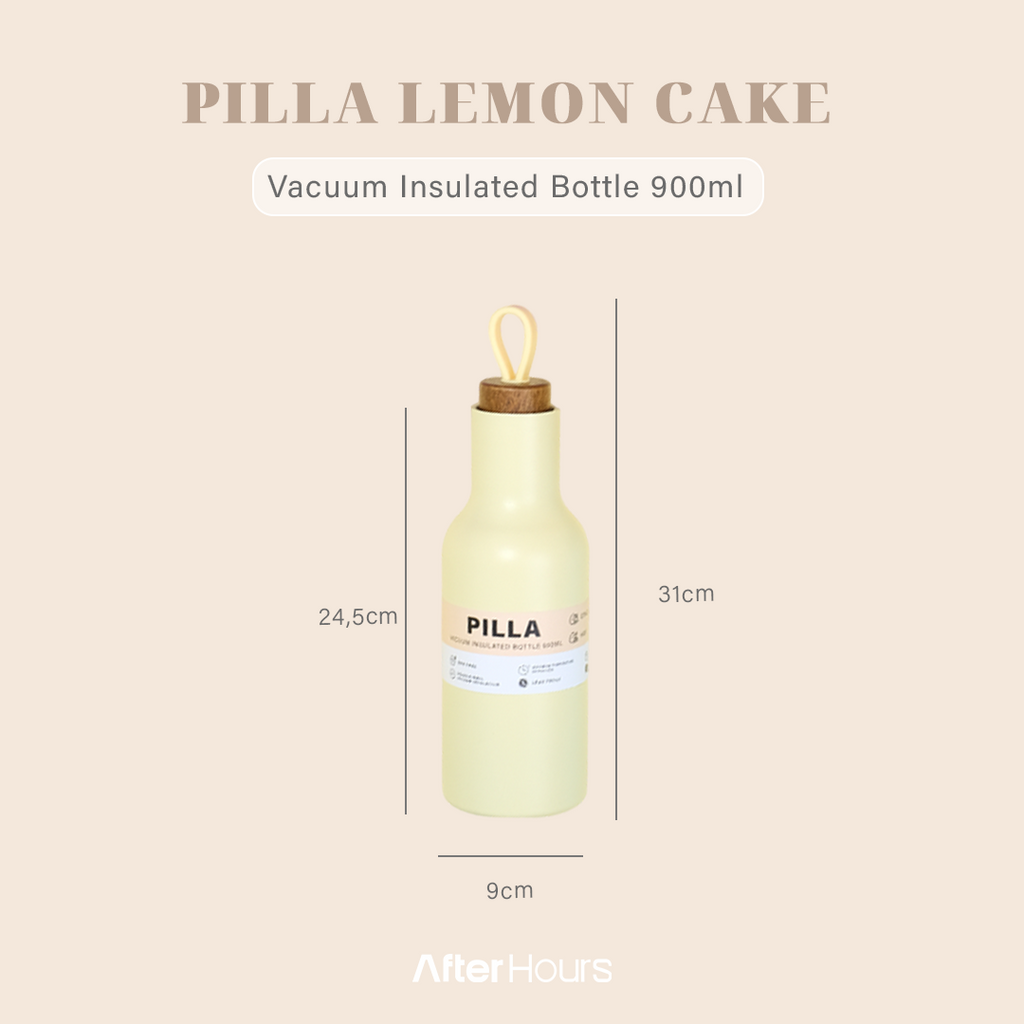 PILLA -Tumbler Vakum 900ml SS 304 dengan Handle Tahan Dingin 24 Jam Tahan Panas 12 Jam