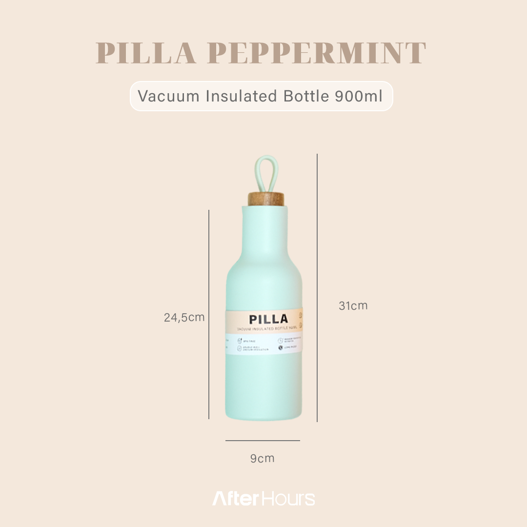PILLA -Tumbler Vakum 900ml SS 304 dengan Handle Tahan Dingin 24 Jam Tahan Panas 12 Jam