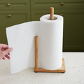 PORU - Tiang Kayu Standing Tempat Tisu Roll Dapur Minyak