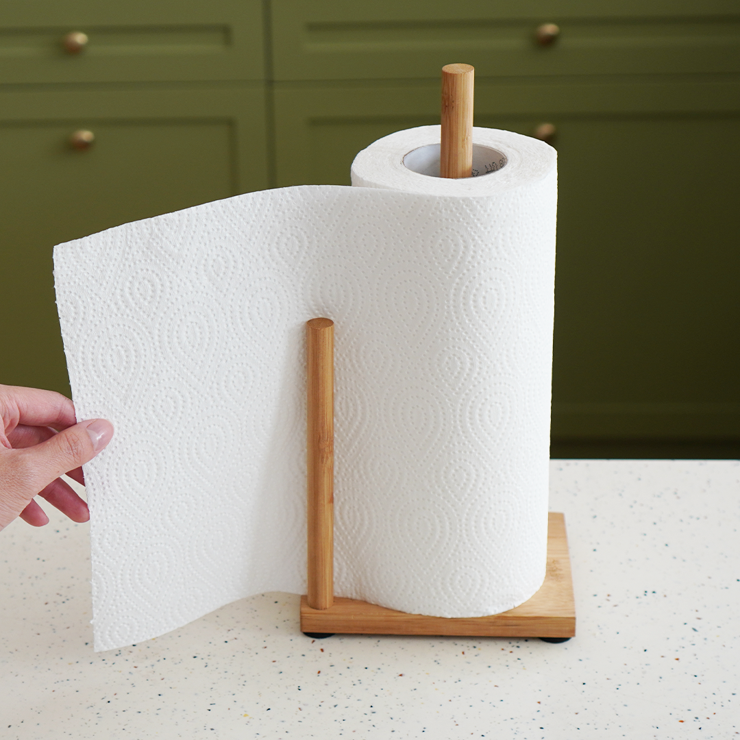 PORU - Tiang Kayu Standing Tempat Tisu Roll Dapur Minyak