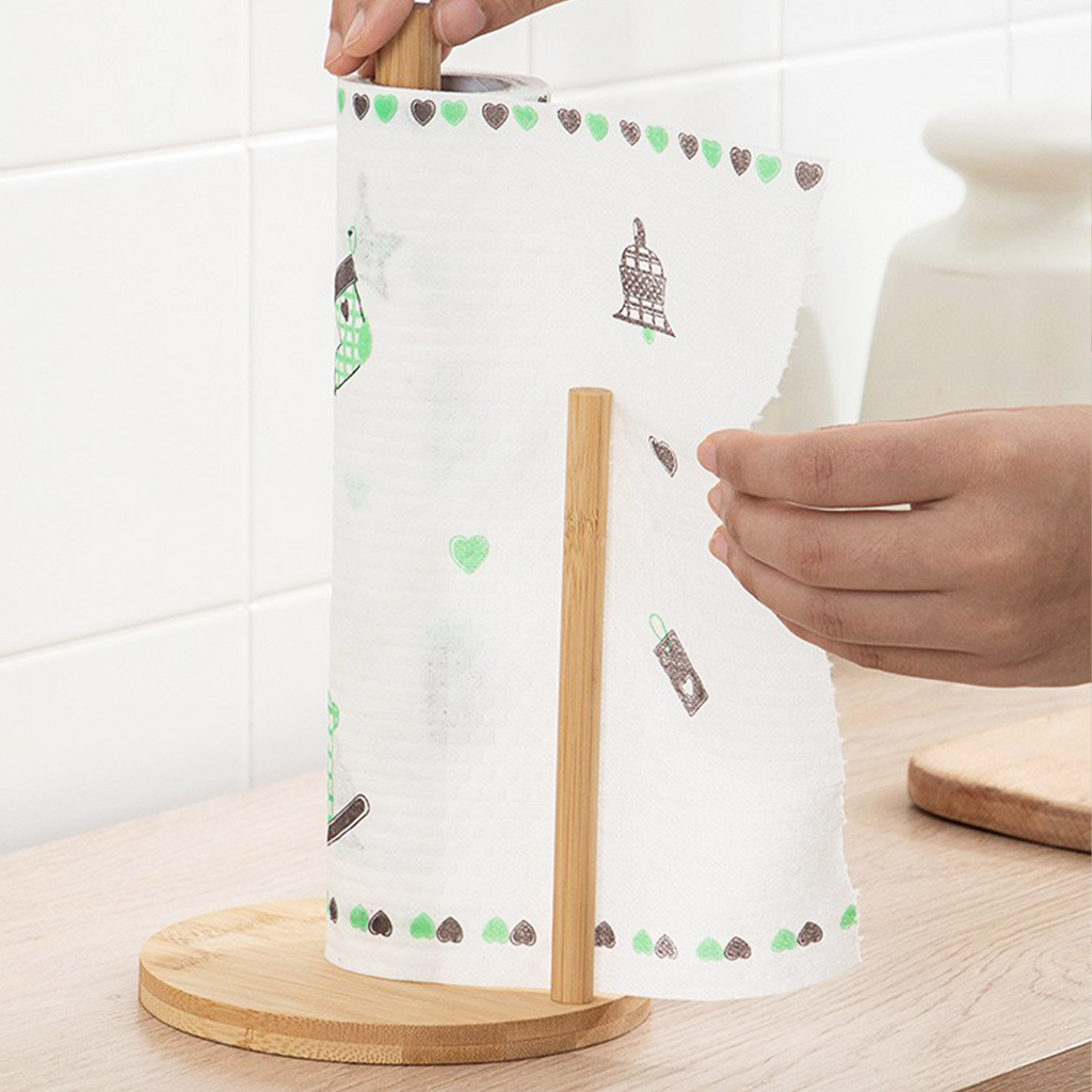 PORU - Tiang Kayu Standing Tempat Tisu Roll Dapur Minyak