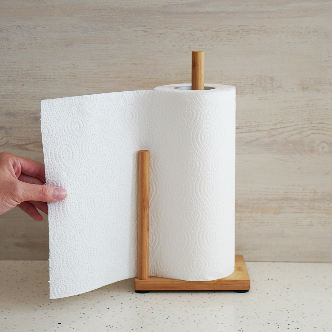 PORU - Tiang Kayu Standing Tempat Tisu Roll Dapur Minyak