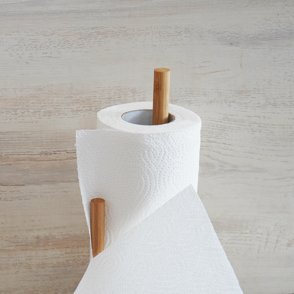 PORU - Tiang Kayu Standing Tempat Tisu Roll Dapur Minyak