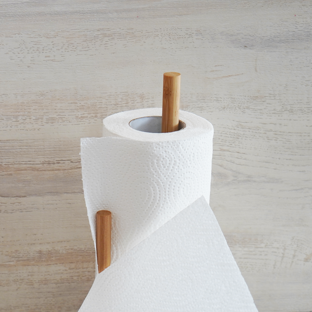 PORU - Tiang Kayu Standing Tempat Tisu Roll Dapur Minyak