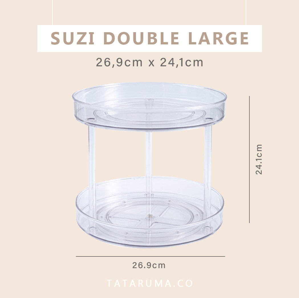 SUZI - Lazy Susan Organizer Putar Akrilik Transparan Single / Double Layer