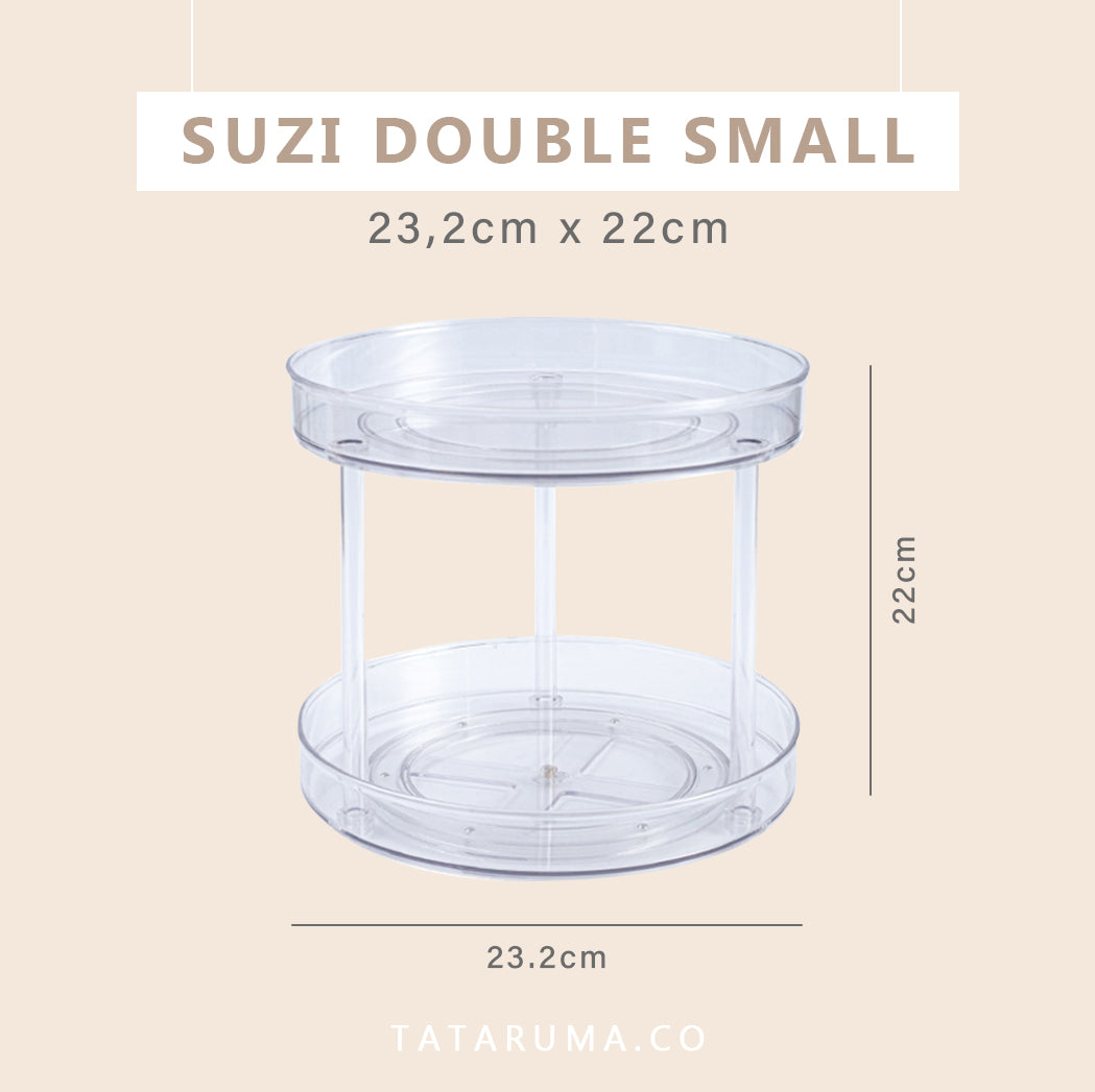 SUZI - Lazy Susan Organizer Putar Akrilik Transparan Single / Double Layer