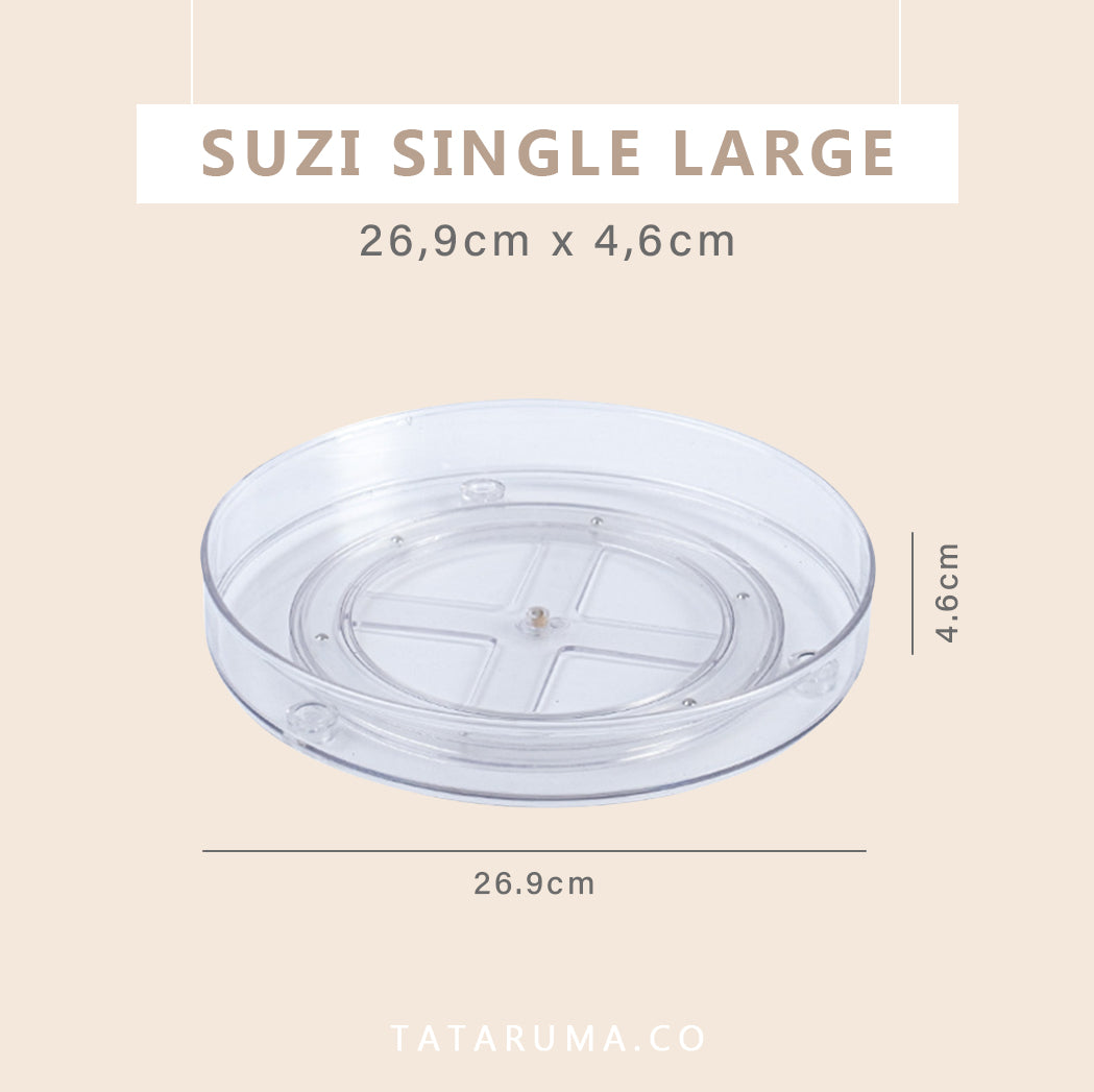 SUZI - Lazy Susan Organizer Putar Akrilik Transparan Single / Double Layer