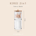 KIREI - Tempat Kapas Cotton Bud Akrilik Transparan Tutup Bambu