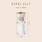 KIREI - Tempat Kapas Cotton Bud Akrilik Transparan Tutup Bambu