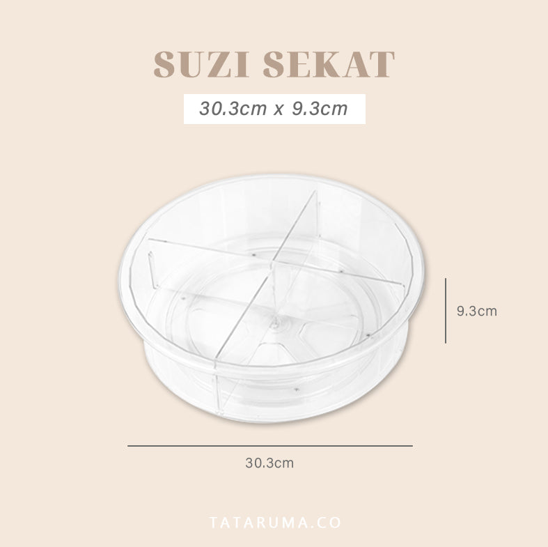 SUZI SEKAT - Lazy Susan Wadah Putar Akrilik Dengan Sekat Divider