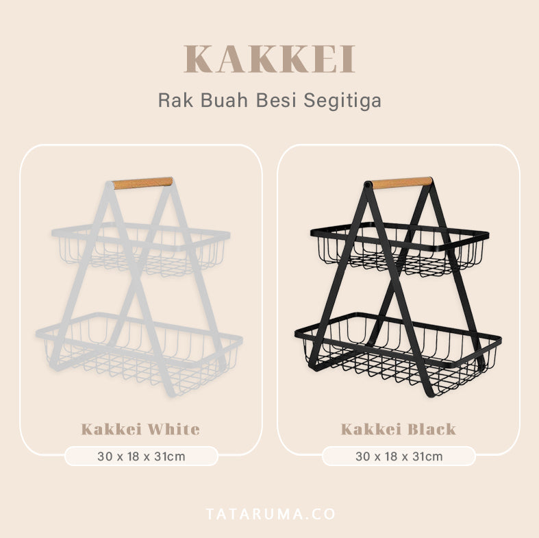 KAKKEI - Rak Buah Besi Segitiga Tingkat 2 Serbaguna