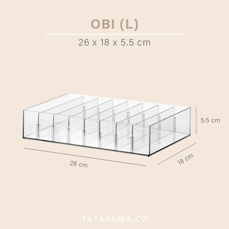OBI - Organizer Akrilik Sekat Adjustable Serbaguna untuk Kabel Aksesoris Make Up Storage Bo