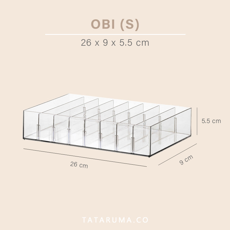 OBI - Organizer Akrilik Sekat Adjustable Serbaguna untuk Kabel Aksesoris Make Up Storage Bo