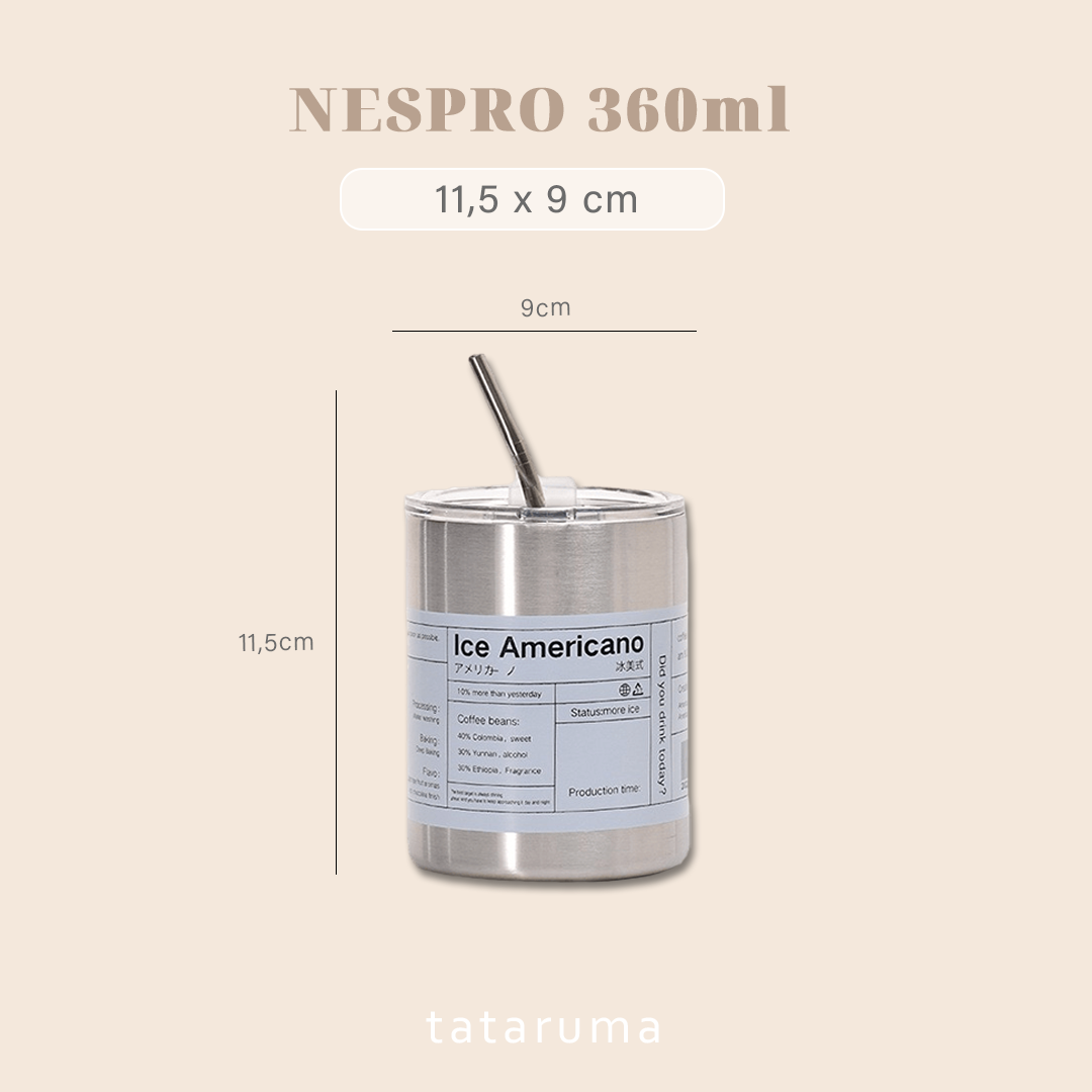 NESPRO -Tumbler Full Stainless Steel 304 Estetik Kedap Tahan Panas Dingin Gratis Sedotan