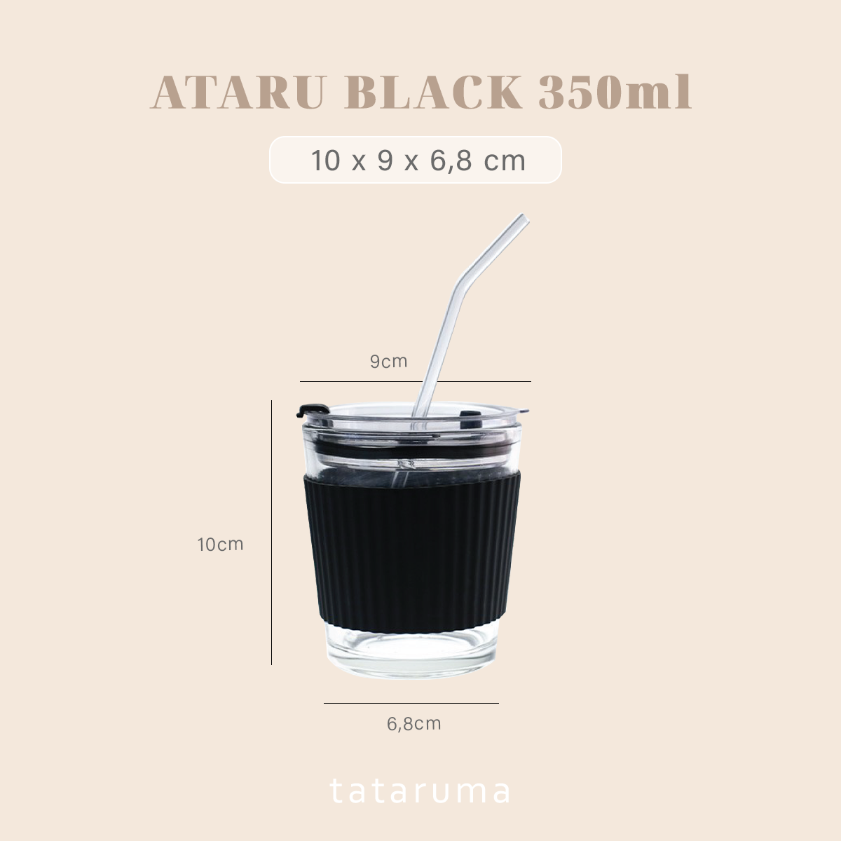 ATARU - Tumbler Gelas Kaca Tahan Panas Dingin Anti Bocor 350ml