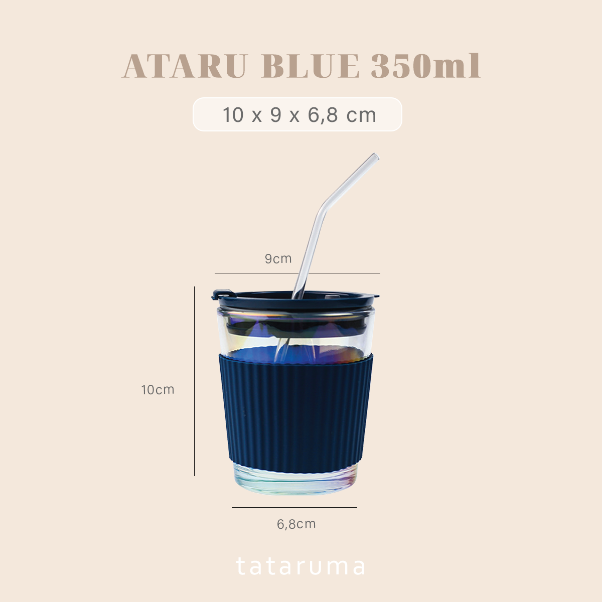 ATARU - Tumbler Gelas Kaca Tahan Panas Dingin Anti Bocor 350ml