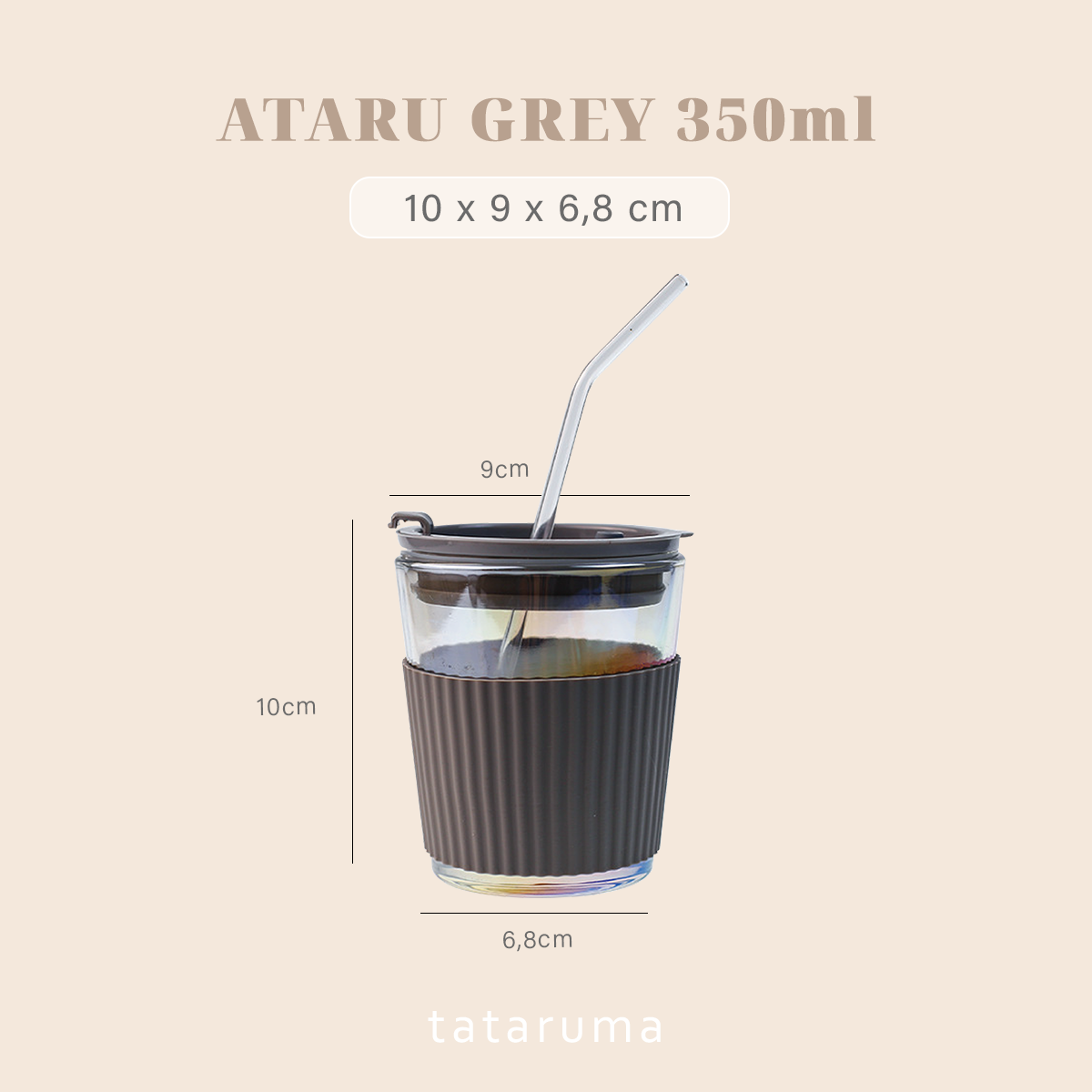 ATARU - Tumbler Gelas Kaca Tahan Panas Dingin Anti Bocor 350ml