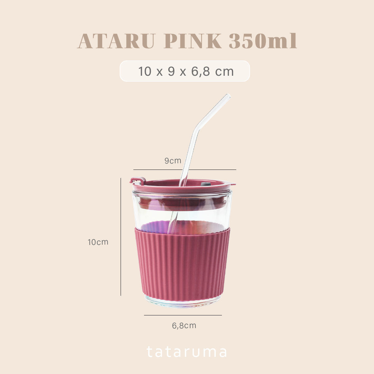 ATARU - Tumbler Gelas Kaca Tahan Panas Dingin Anti Bocor 350ml