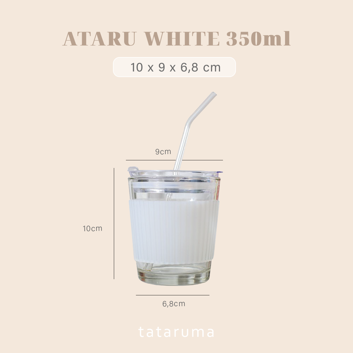 ATARU - Tumbler Gelas Kaca Tahan Panas Dingin Anti Bocor 350ml