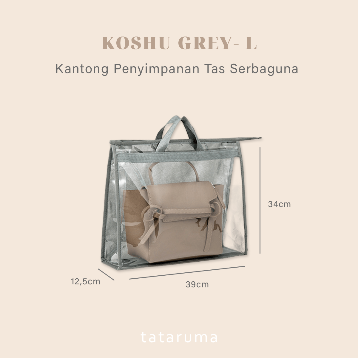 KOSHU - Organizer Tas Transparan Kantong PVS Anti Debu Lembab Waterproof