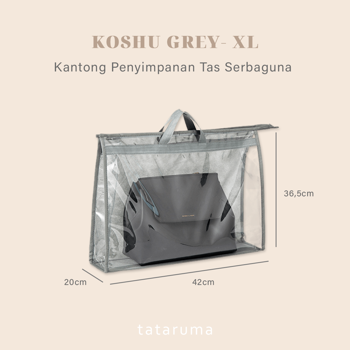 KOSHU - Organizer Tas Transparan Kantong PVS Anti Debu Lembab Waterproof