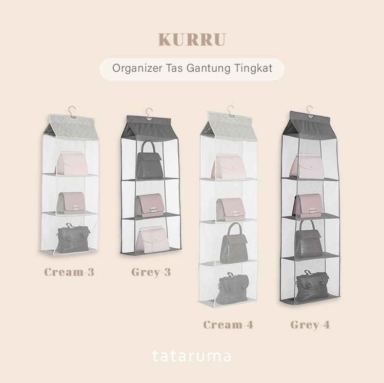 KURRU - Organizer Gantung Penyimpanan Tas Multi Lapis Tiga Dimensi 3D