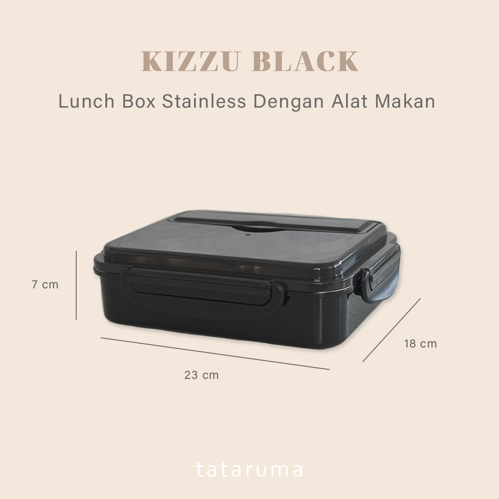 KIZZU - Lunch Box Stainless 304 Sekat Kotak Bekal dengan Alat Makan