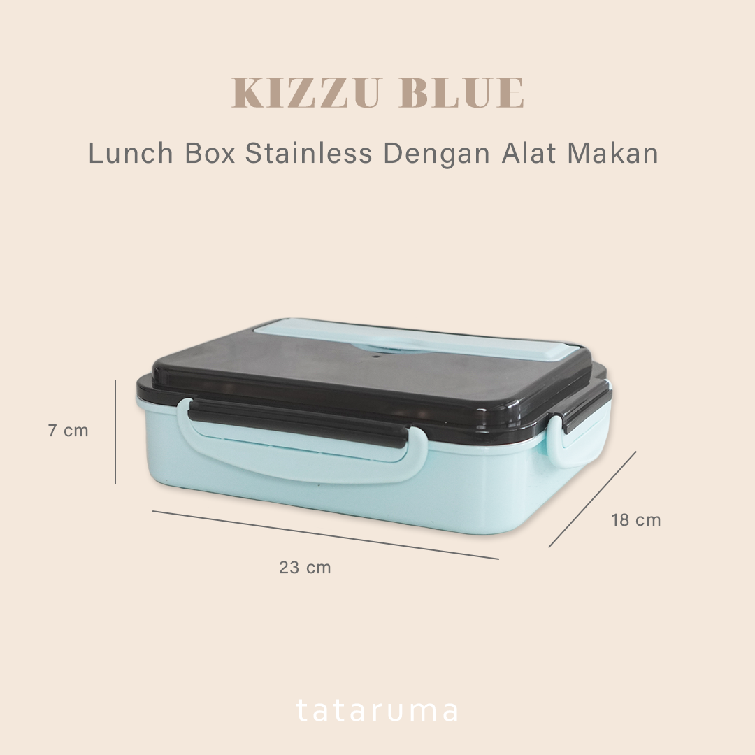 KIZZU - Lunch Box Stainless 304 Sekat Kotak Bekal dengan Alat Makan