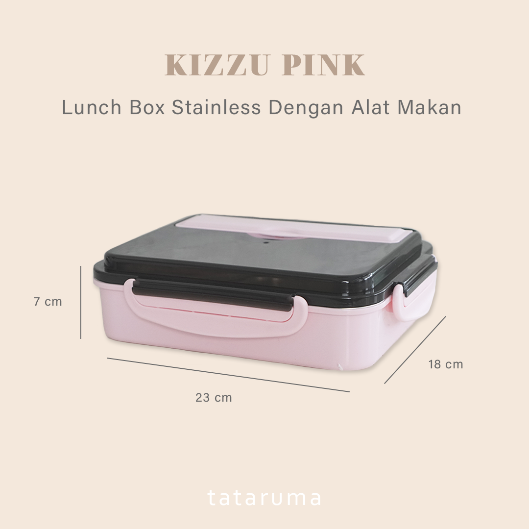 KIZZU - Lunch Box Stainless 304 Sekat Kotak Bekal dengan Alat Makan