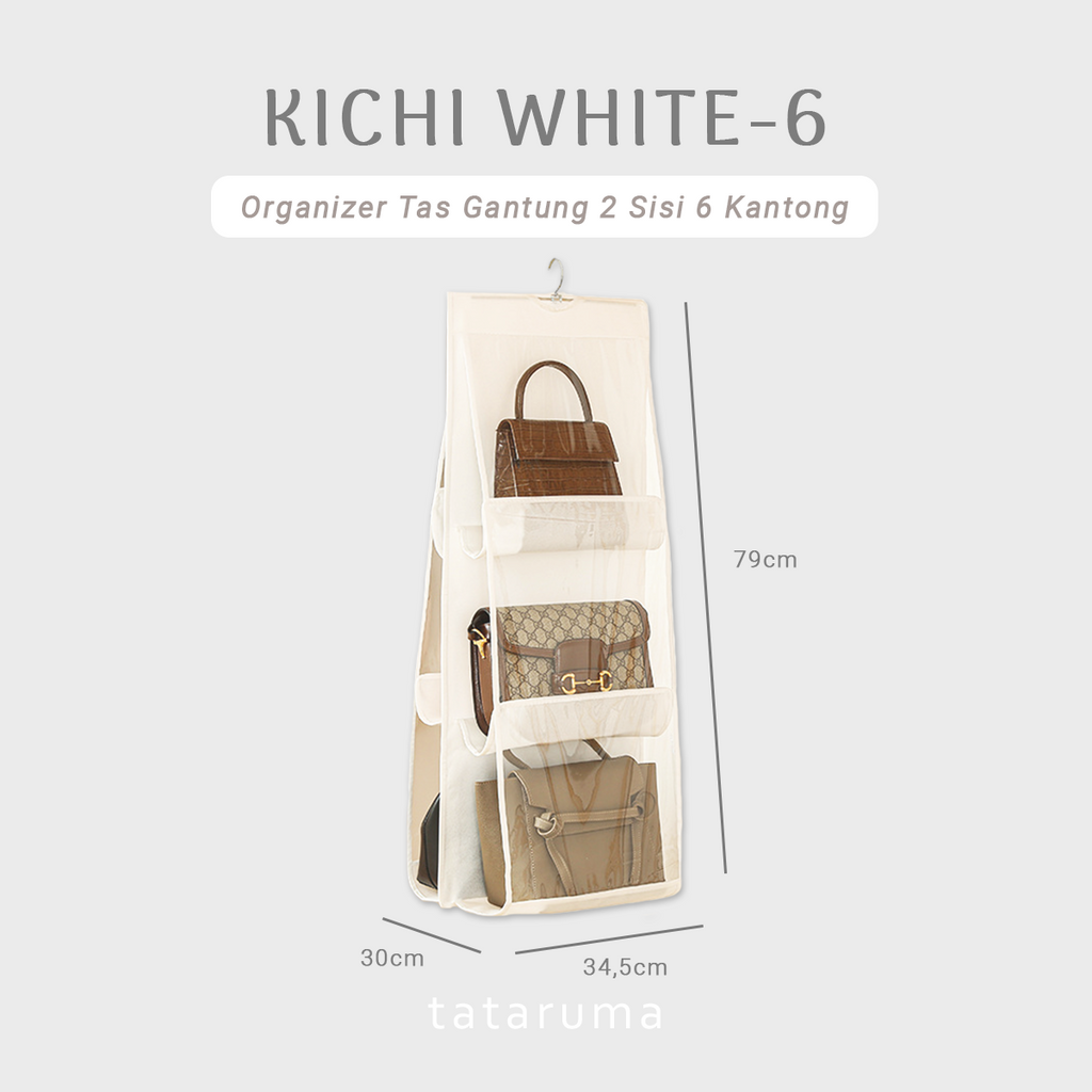 KICHI - Organizer Gantung Penyimpanan Tas 2 Sisi Multi Lapis Anti Debu