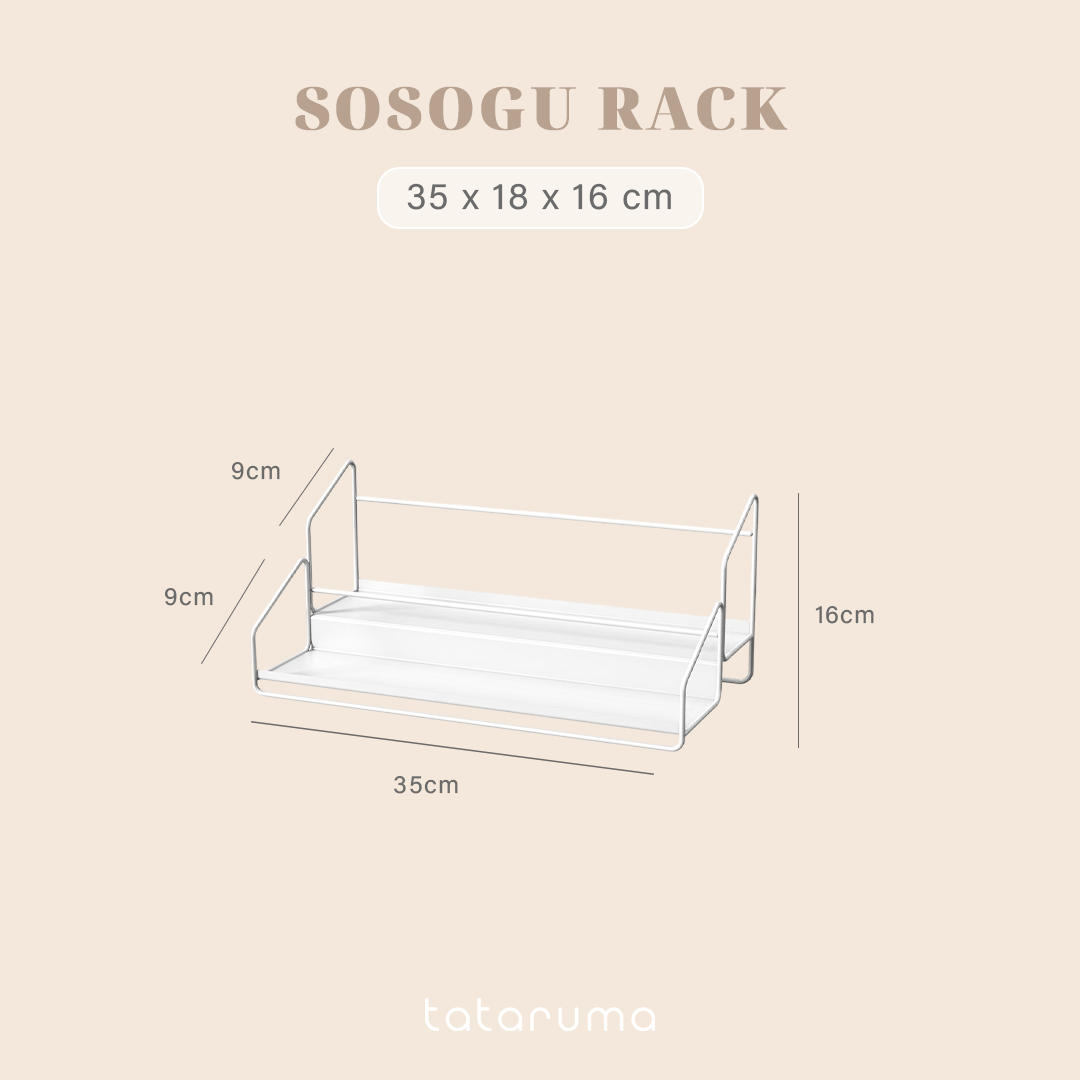 SOSOGU RACK - Rak Botol Mintak Bumbu Dapur 2 Tingkat Panjang Serbaguna Dapur Kamar Mandi Ruang Tamu