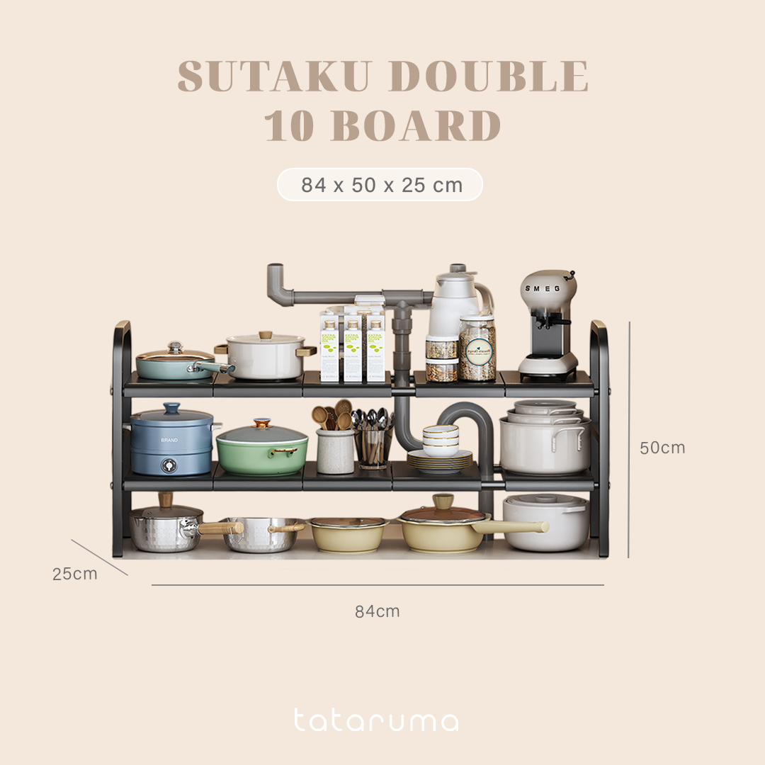 SUTAKU - Rak Tingkat Dapur Under Sink Customized Bebas Atur Papan Keranjang Adjustable Extendable Kitchen Rack