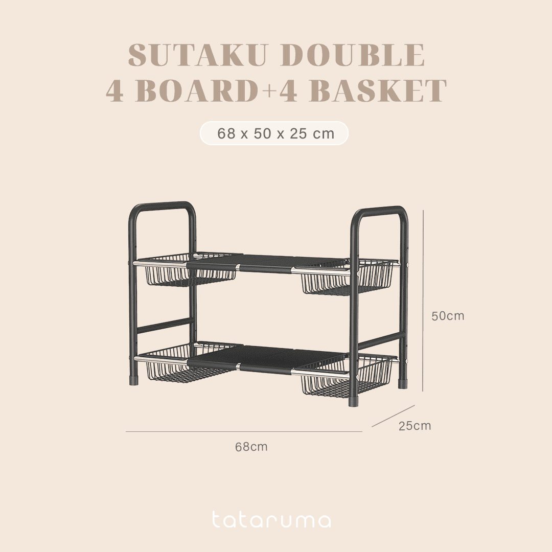SUTAKU - Rak Tingkat Dapur Under Sink Customized Bebas Atur Papan Keranjang Adjustable Extendable Kitchen Rack