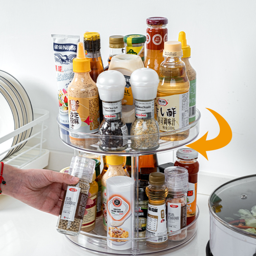 SUZI - Lazy Susan Organizer Putar Akrilik Transparan Single / Double Layer