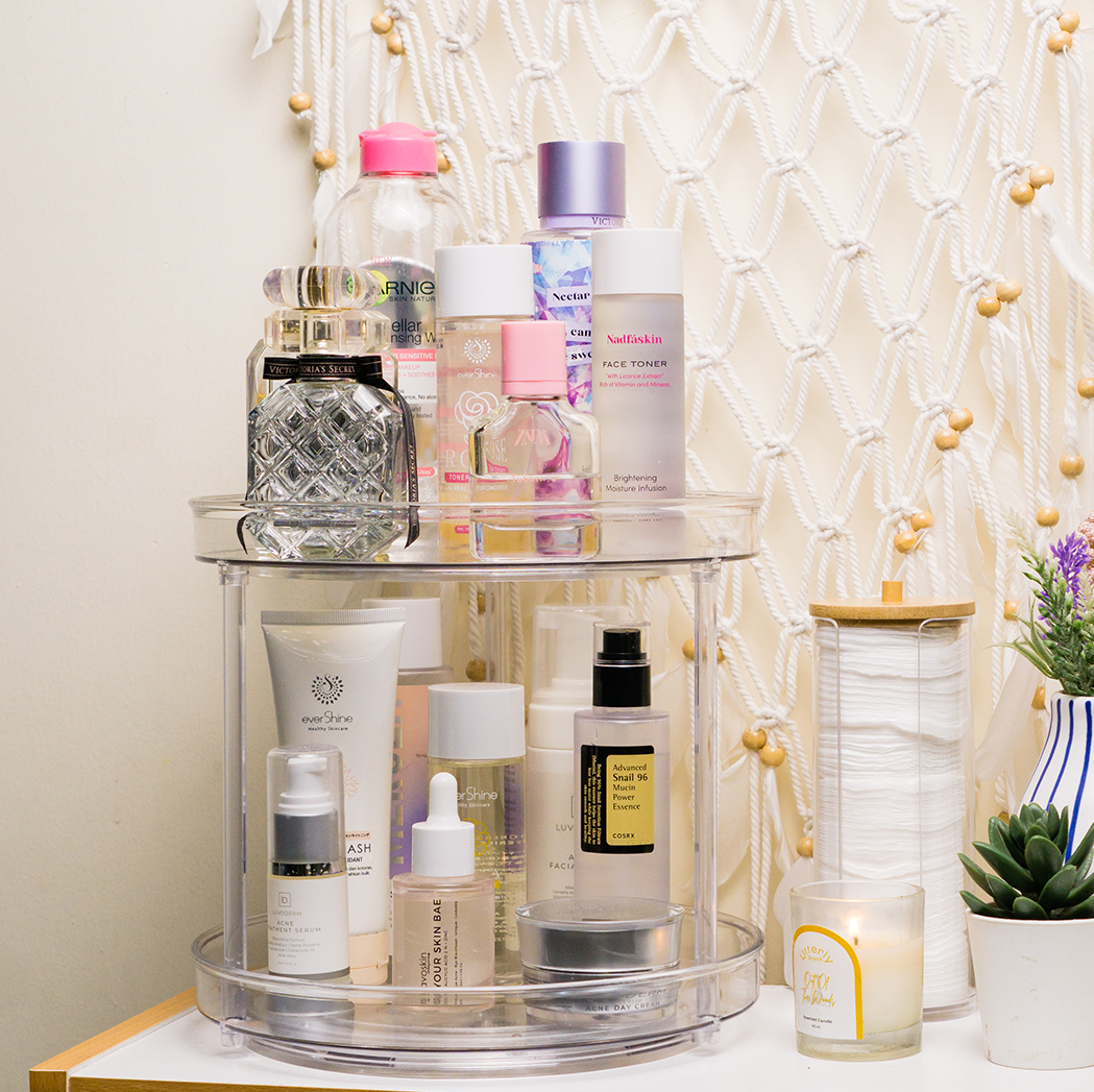 SUZI - Lazy Susan Organizer Putar Akrilik Transparan Single / Double Layer