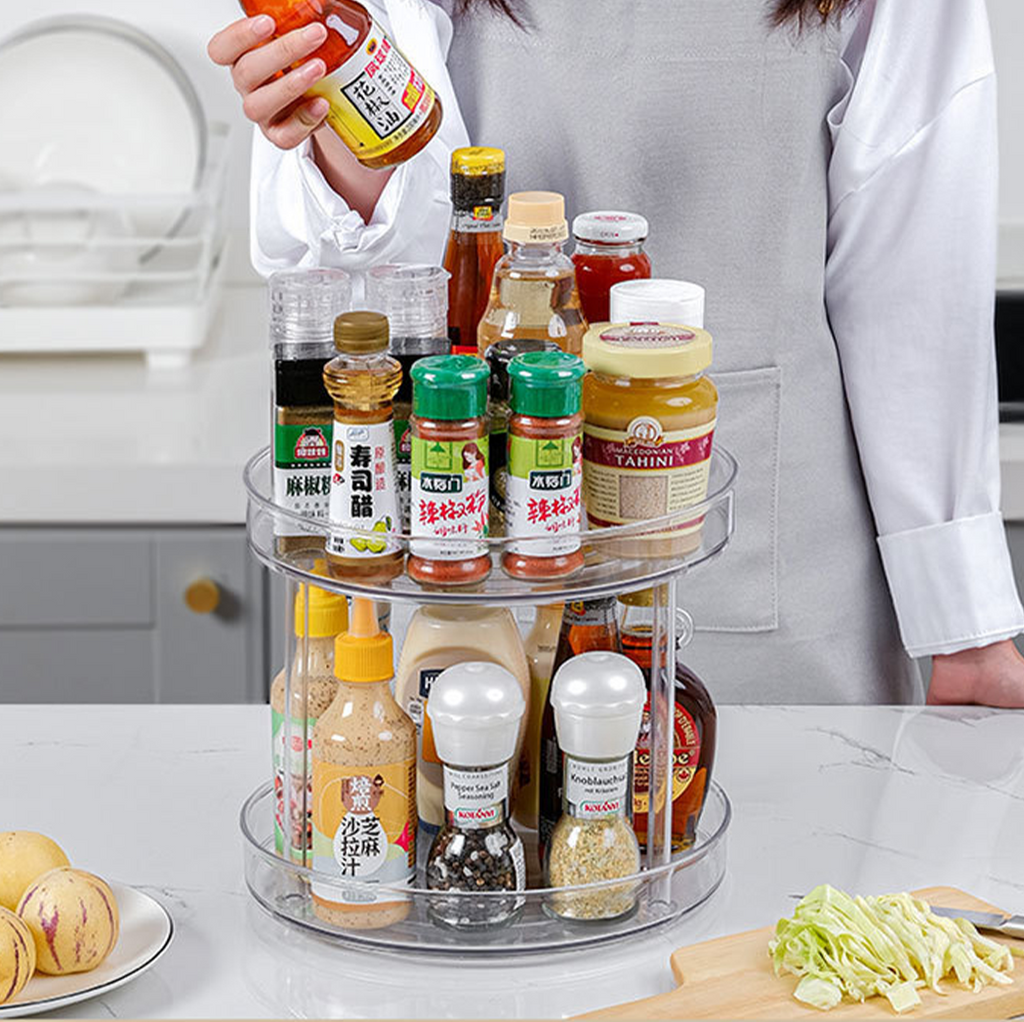 SUZI - Lazy Susan Organizer Putar Akrilik Transparan Single / Double Layer