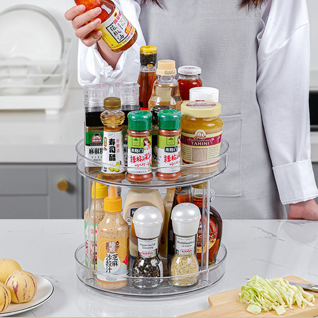 SUZI - Lazy Susan Organizer Putar Akrilik Transparan Single / Double Layer