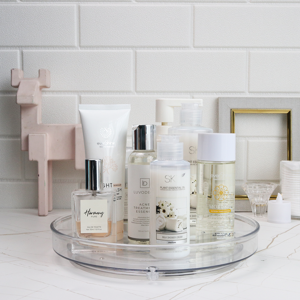SUZI - Lazy Susan Organizer Putar Akrilik Transparan Single / Double Layer