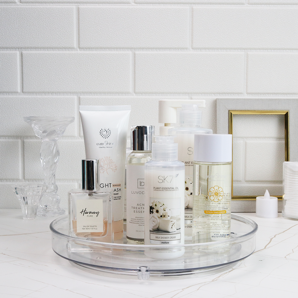 SUZI - Lazy Susan Organizer Putar Akrilik Transparan Single / Double Layer